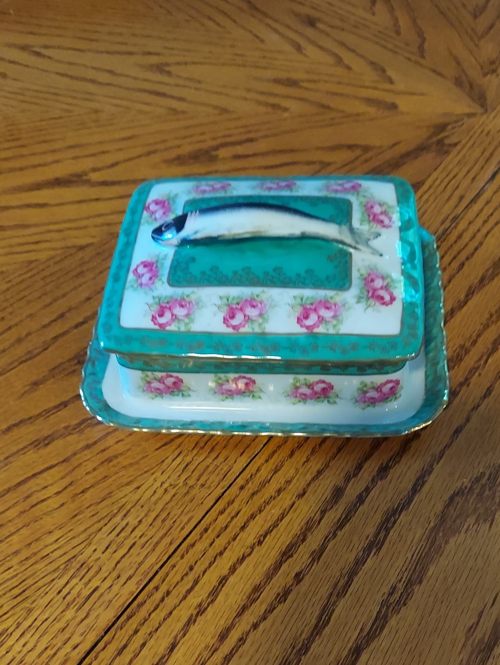 Antique 19th C. Art Nouveau Austrian Porcelain Victoria Pattern Sardine Dish